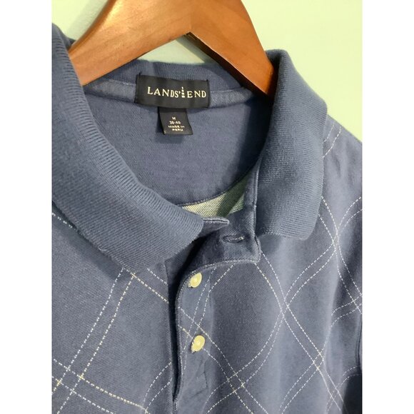 Lands’ End Men’s Polo Medium Harlequin Pattern 100% Baumwolle Cotton - Picture 2 of 7